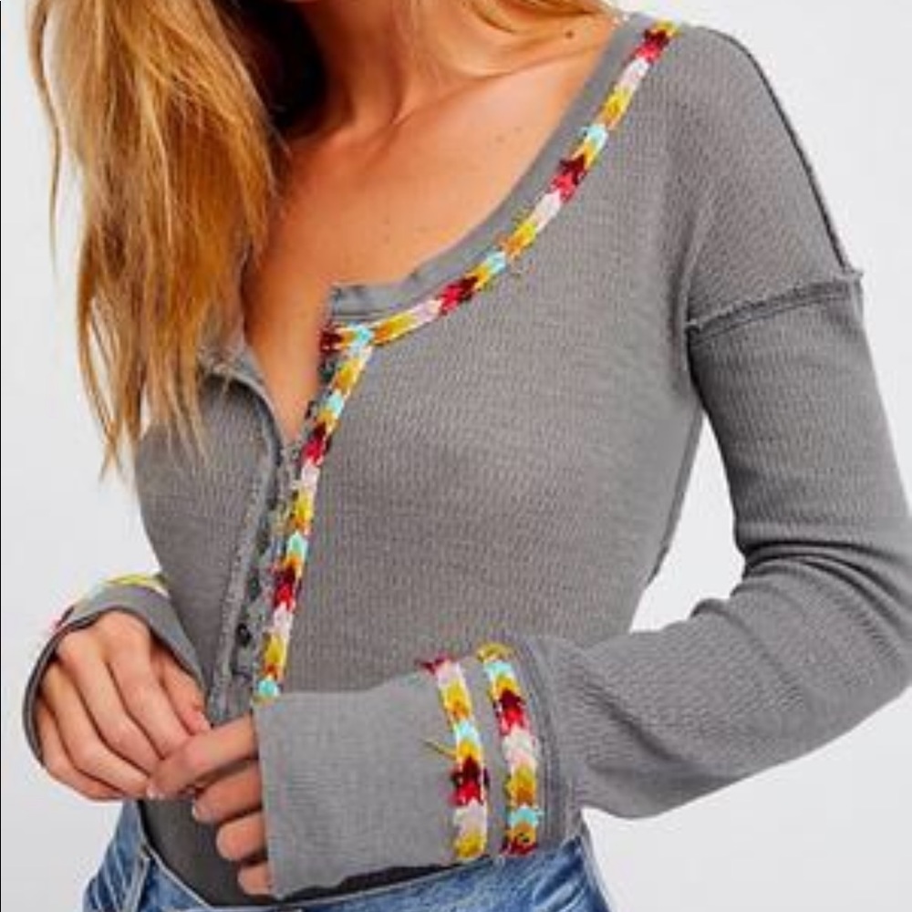 FREE PEOPLE WE THE PEOPLE RAINBOW HENLEY